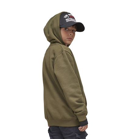Sweat zippé à col rond et capuche  von dutch slimane Blanc crème/noir+Kaki/noir 5 - vertbaudet enfant 