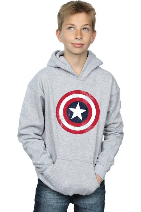 Sweat à capuche coton Marvel Bleu marine+Gris chiné 5 - vertbaudet enfant 
