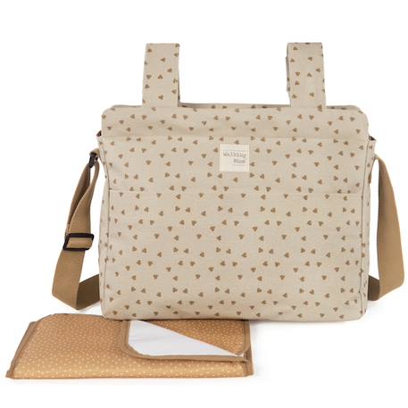 Sac à poussette coeurs poppy cannelle Cannelle, écru+Vert, écru 4 - vertbaudet enfant 