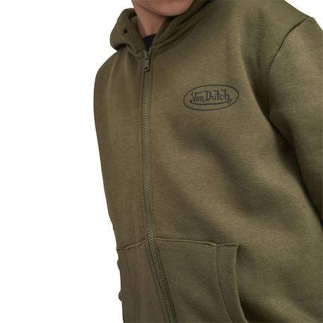 Sweat zippé à col rond et capuche  von dutch slimane Blanc crème/noir+Kaki/noir 6 - vertbaudet enfant 
