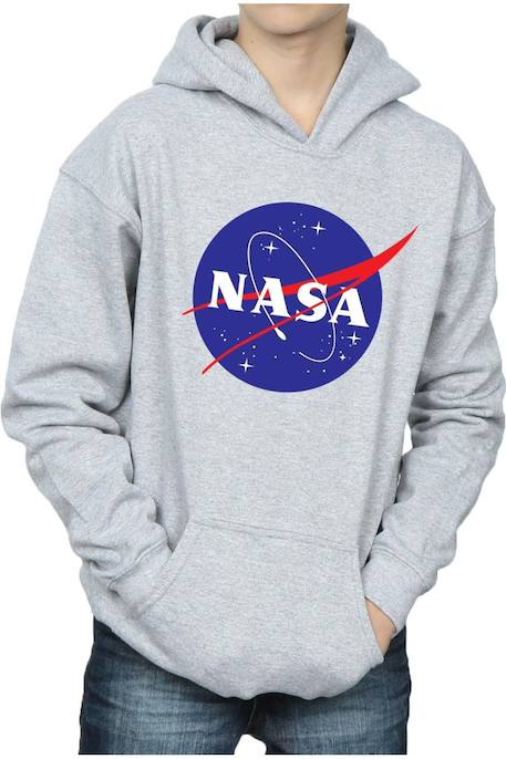 Sweat à capuche coton nasa Gris chiné 4 - vertbaudet enfant 