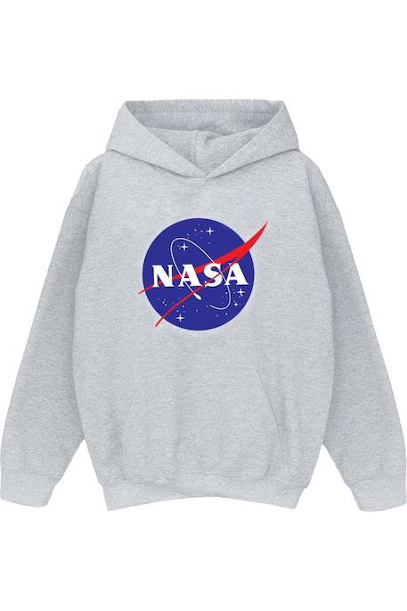 Sweat à capuche coton nasa Gris chiné 1 - vertbaudet enfant 