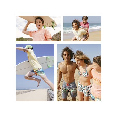 Boardshort court  avec ceinture demi-élastiquée Bleu/noir 2 - vertbaudet enfant 