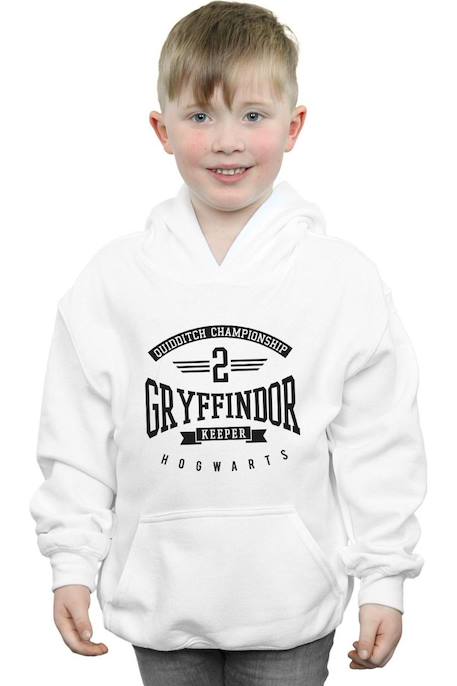 Sweat à capuche en coton peigné de qualité supérieure harry potter gryffindor keeper Blanc+Noir 2 - vertbaudet enfant 