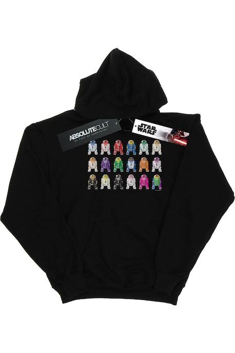 Sweat à capuche coton star wars r2 units Blanc+Noir 4 - vertbaudet enfant 