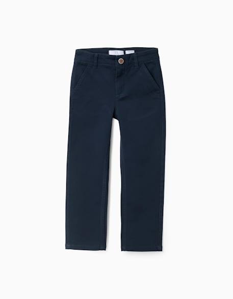 Pantalon chino en sergé Bleu foncé+Vert foncé 1 - vertbaudet enfant 
