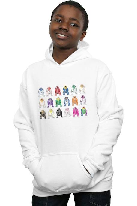 Sweat à capuche coton star wars r2 units Blanc+Noir 2 - vertbaudet enfant 