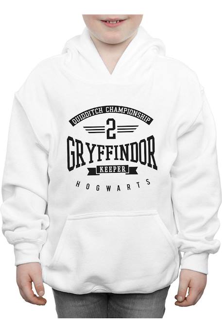 Sweat à capuche en coton peigné de qualité supérieure harry potter gryffindor keeper Blanc+Noir 3 - vertbaudet enfant 