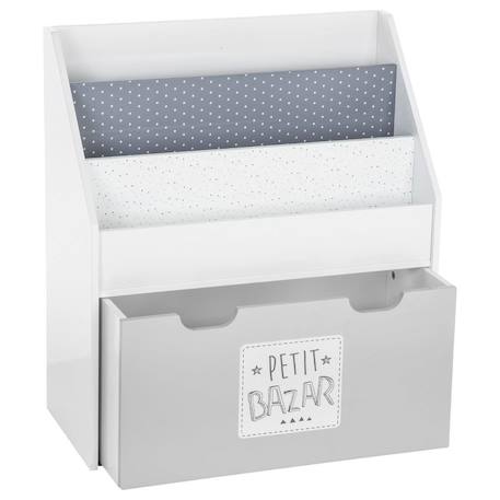 Bibliothèque avec bac de rangement - douceur Blanc+Gris 6 - vertbaudet enfant 