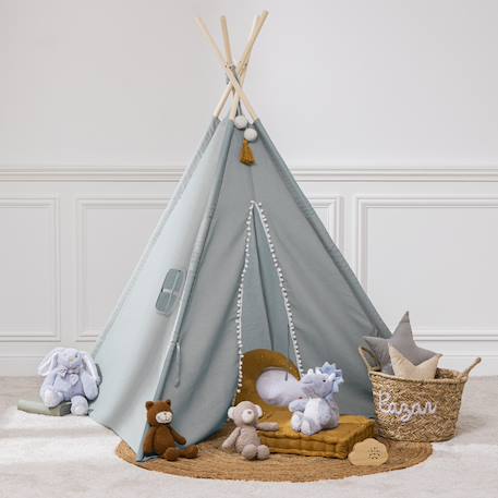 Tipi enfant - wapi Beige lin+Bleu+Rose 7 - vertbaudet enfant 