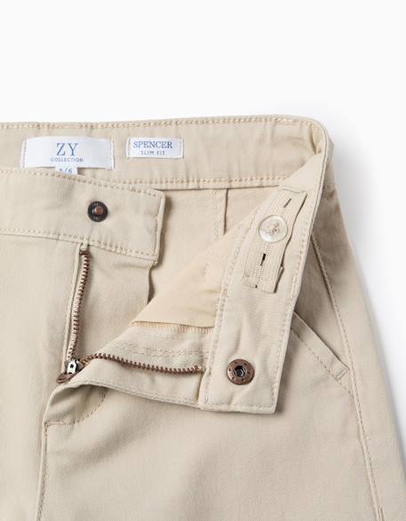 Pantalon chino en sergé Beige clair 3 - vertbaudet enfant 