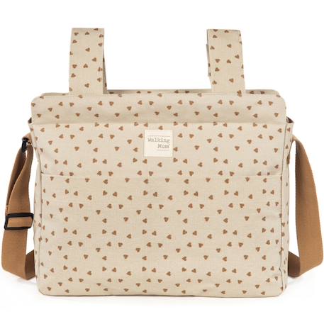 Sac à poussette coeurs poppy cannelle Cannelle, écru+Vert, écru 1 - vertbaudet enfant 