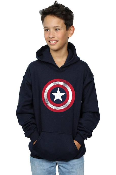 Sweat à capuche coton Marvel Bleu marine+Gris chiné 2 - vertbaudet enfant 