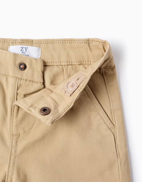 Pantalon chino en sergé Beige clair 3 - vertbaudet enfant 