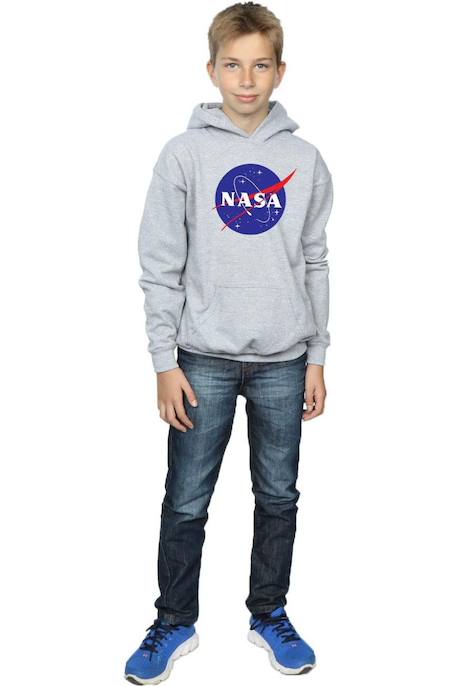 Sweat à capuche coton nasa Gris chiné 5 - vertbaudet enfant 