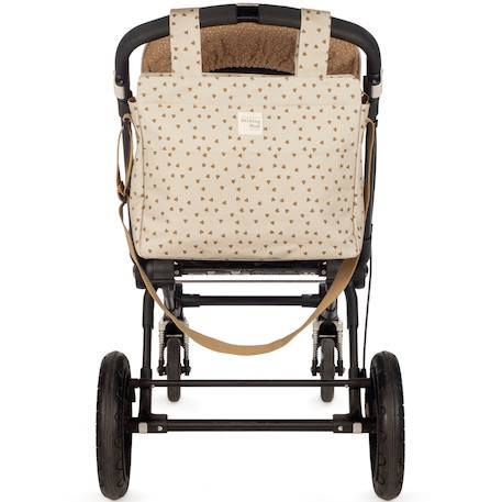 Sac à poussette coeurs poppy cannelle Cannelle, écru+Vert, écru 2 - vertbaudet enfant 