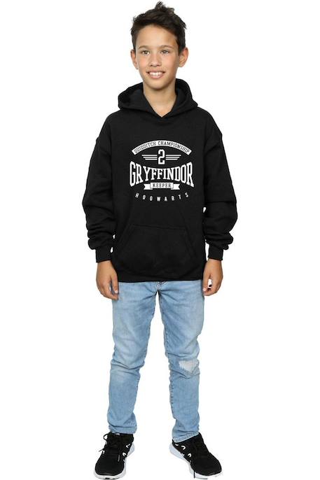 Sweat à capuche en coton peigné de qualité supérieure harry potter gryffindor keeper Blanc+Noir 11 - vertbaudet enfant 