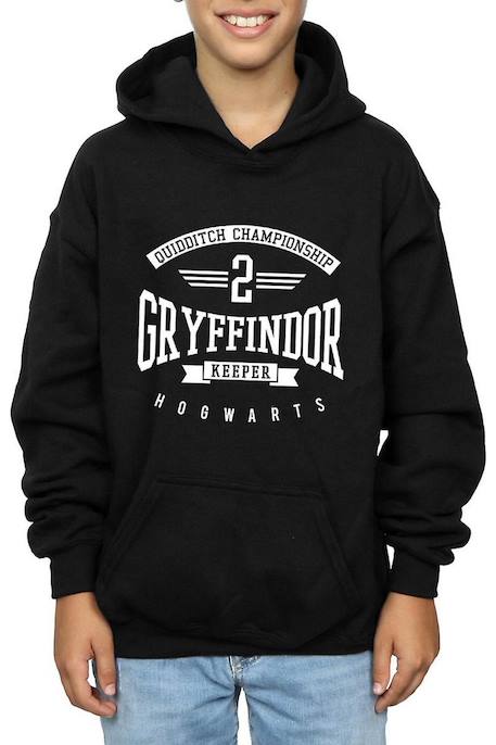 Sweat à capuche en coton peigné de qualité supérieure harry potter gryffindor keeper Blanc+Noir 6 - vertbaudet enfant 