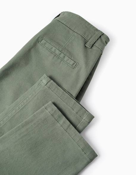 Pantalon chino en sergé Bleu foncé+Vert foncé 8 - vertbaudet enfant 