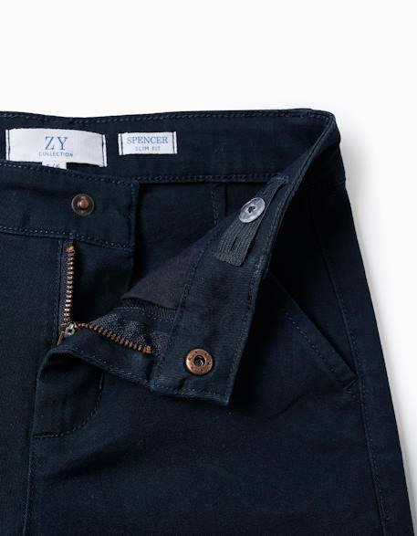 Pantalon chino en sergé Bleu foncé+Vert foncé 2 - vertbaudet enfant 