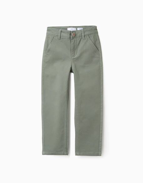 Pantalon chino en sergé Bleu foncé+Vert foncé 5 - vertbaudet enfant 
