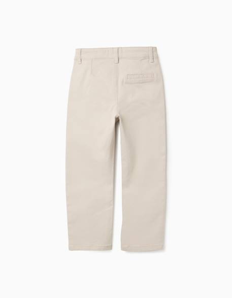 Pantalon chino en sergé Beige clair 2 - vertbaudet enfant 