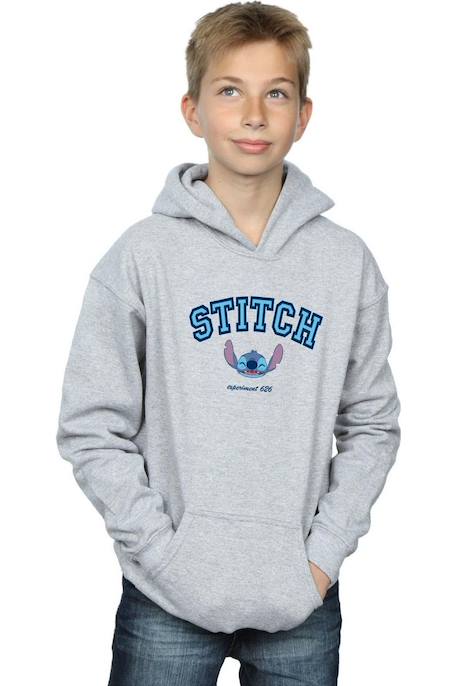Sweat à capuche coton Stitch disney Gris chiné 2 - vertbaudet enfant 