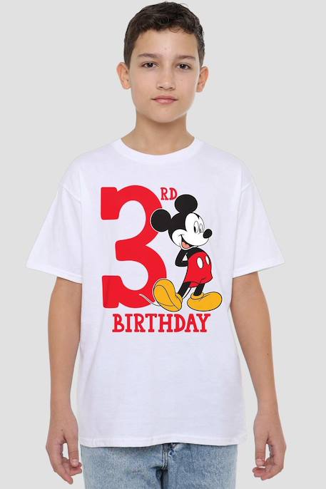 T-shirt 3ème anniversaire motif mickey mouse coton disney Blanc 3 - vertbaudet enfant 