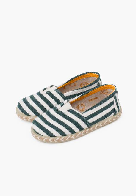 Espadrilles rayures style camping bande élastique Bleu+Vert 10 - vertbaudet enfant 