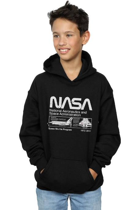 Sweat à capuche coton nasa Blanc+Noir 8 - vertbaudet enfant 