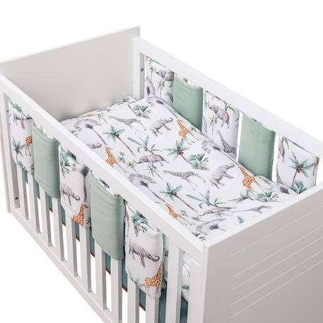 Tour de lit modulable et réversible safari Safari, vert, gris, blanc 1 - vertbaudet enfant 