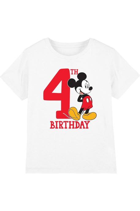 Fille-T-shirt 4ème anniversaire motif mickey mouse coton disney