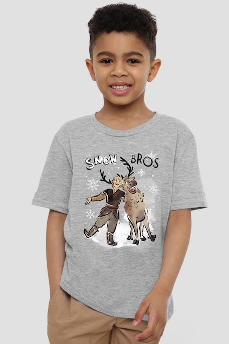 T-shirt coton la reine des neiges snow bros Gris chiné 4 - vertbaudet enfant 
