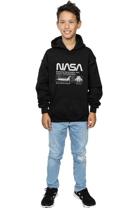 Sweat à capuche coton nasa Blanc+Noir 10 - vertbaudet enfant 