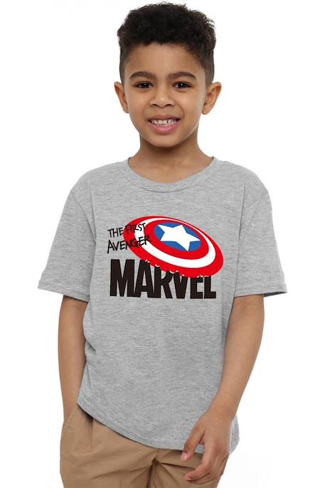 T-shirt coton first avenger Gris chiné 4 - vertbaudet enfant 