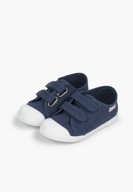 Baskets en toile avec scratchs pour enfant Blanc+Bleu denim+Bleu marine+Gris+Jaune+Sable+Vert fougère 10 - vertbaudet enfant 
