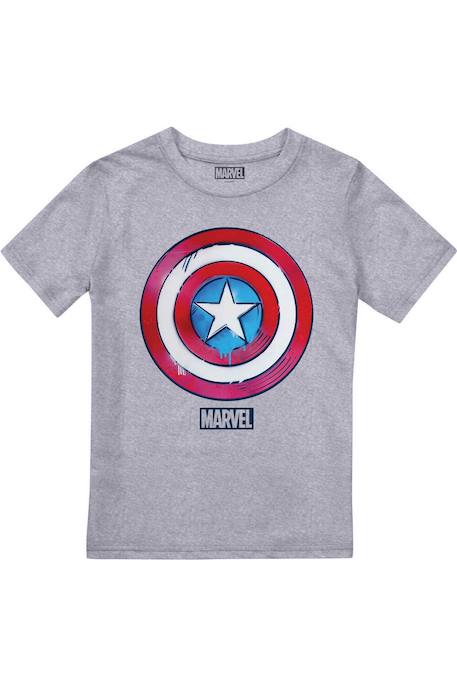 T-shirt motif bouclier dégoulinant coton Gris chiné 1 - vertbaudet enfant 