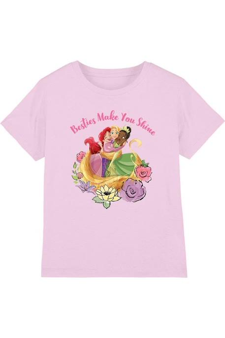 T-shirt motifs ariel, raiponce et tiana coton disney besties shine Rose 1 - vertbaudet enfant 