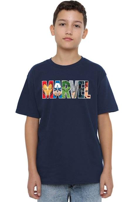 T-shirt motif visages des personnages coton Bleu marine 4 - vertbaudet enfant 