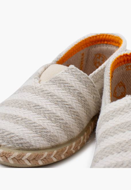 Espadrilles rayures style camping bande élastique Bleu+Écru+Vert 12 - vertbaudet enfant 