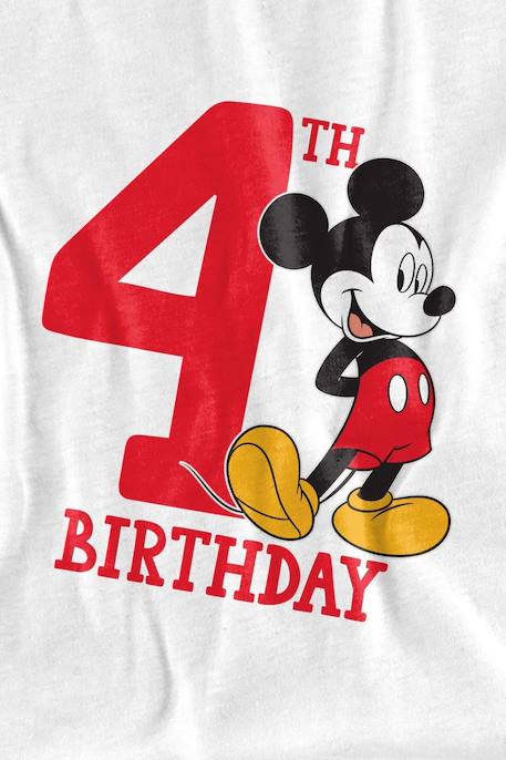T-shirt 4ème anniversaire motif mickey mouse coton disney Blanc 3 - vertbaudet enfant 