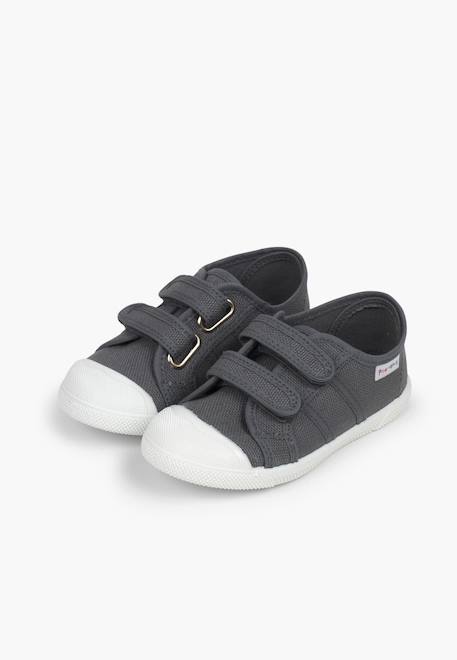 Baskets en toile avec scratchs pour enfant Blanc+Bleu denim+Bleu marine+Gris+Jaune+Sable+Vert fougère 22 - vertbaudet enfant 