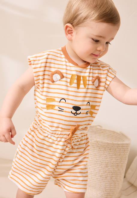 Combishort bébé en éponge mio Ecru 1 - vertbaudet enfant 