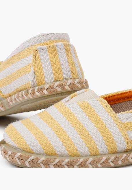 Espadrilles rayures style camping bande élastique Bleu+Écru+Jaune 18 - vertbaudet enfant 