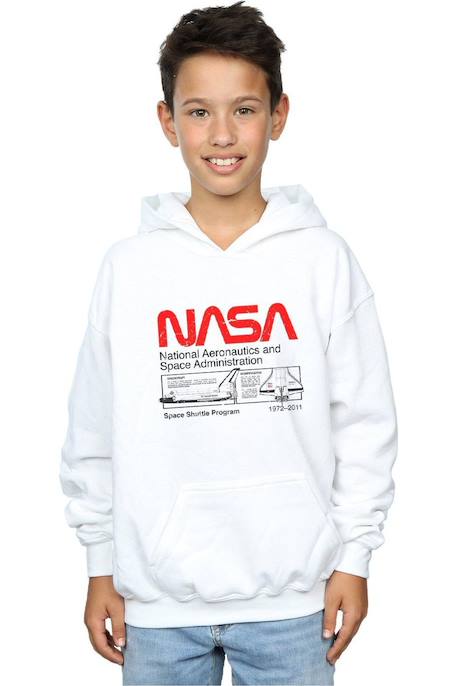 Sweat à capuche coton nasa Blanc+Noir 3 - vertbaudet enfant 