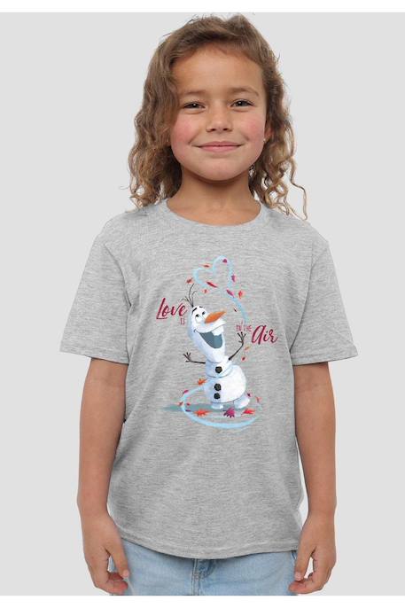 T-shirt olaf coton la reine des neiges love is in the air Gris chiné 4 - vertbaudet enfant 