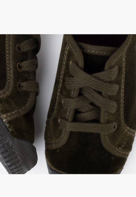 Baskets enfants en velours avec lacets Bleu marine+Kaki+Marron+Noir+Rose+Vert 12 - vertbaudet enfant 