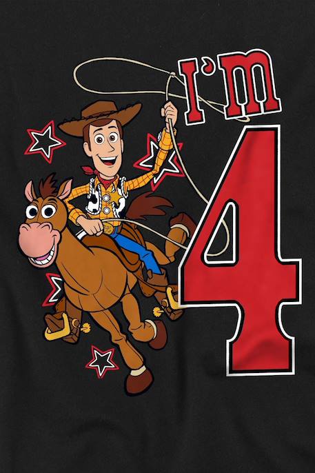 T-shirt 4ème anniversaire motif woody coton toy story i'm 4 Noir 3 - vertbaudet enfant 