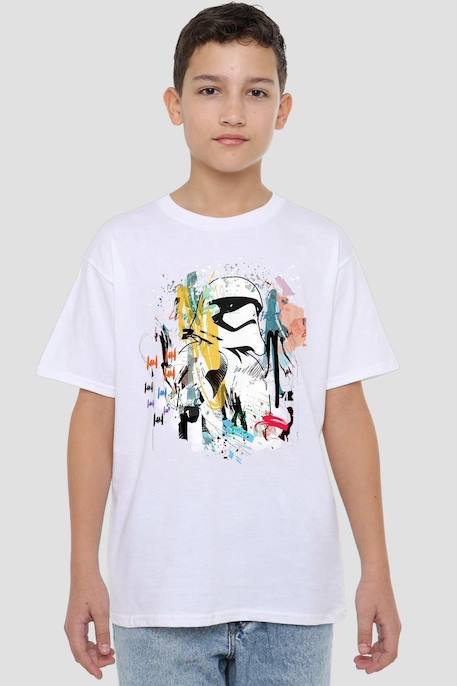 T-shirt motif stormtrooper abstrait coton star wars Blanc 3 - vertbaudet enfant 