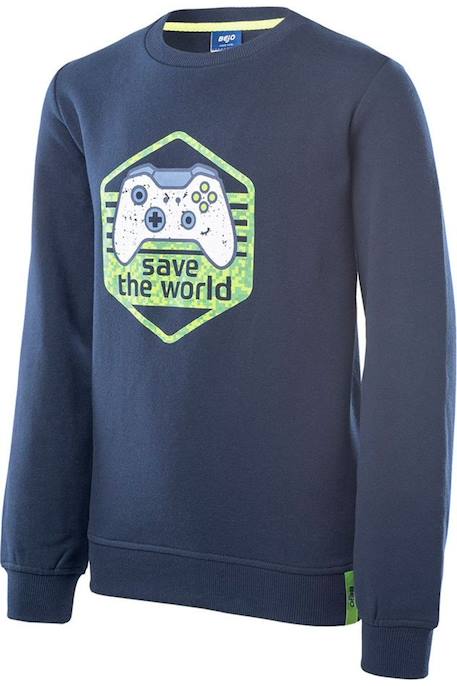 Sweat motif/style manette coton yakko Saphir foncé 4 - vertbaudet enfant 